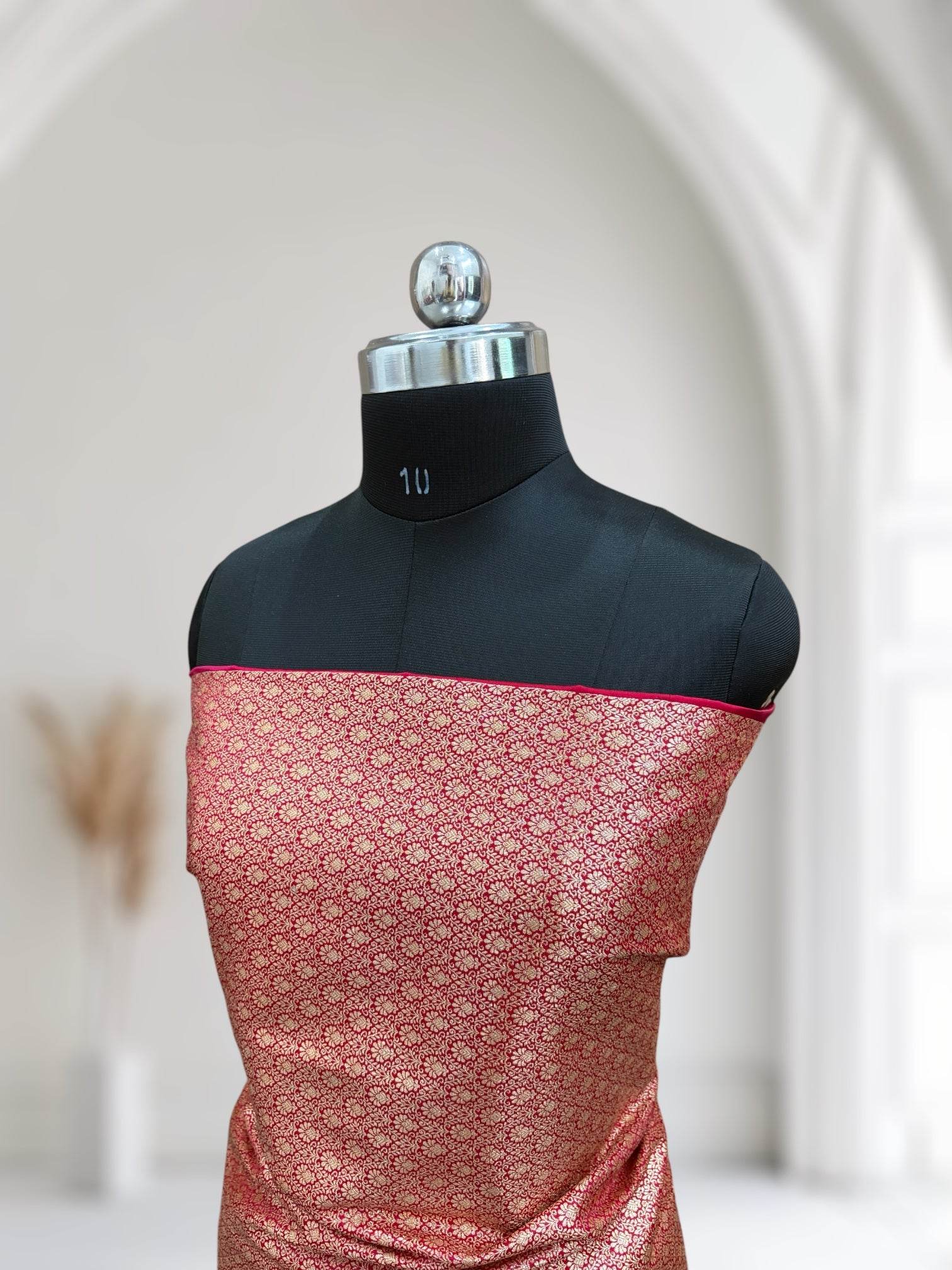 Red Chand Pattern Satin Silk Saree - Zohra Silk