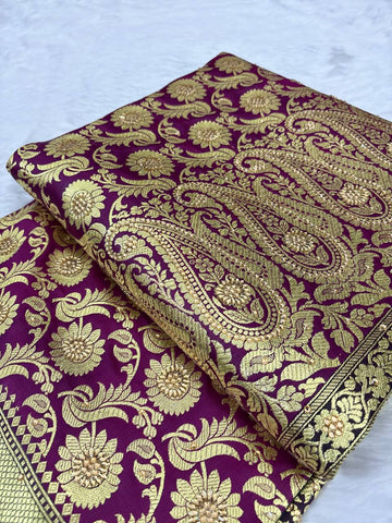 Magenta Bridal Suruski Work Banarasi Saree