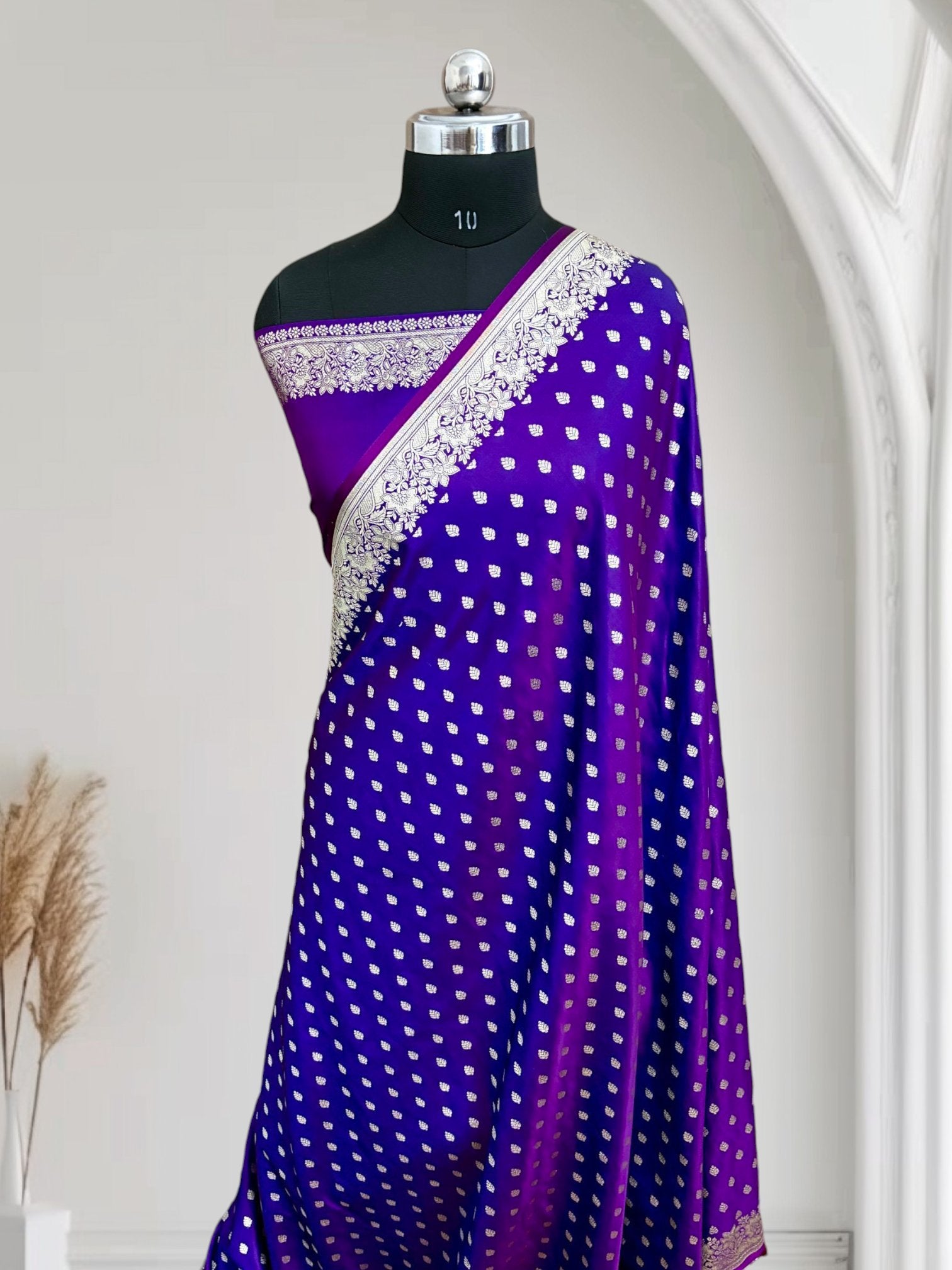 Violet Dual-Tone Banarasi Katan Silk Saree with Water Zari
