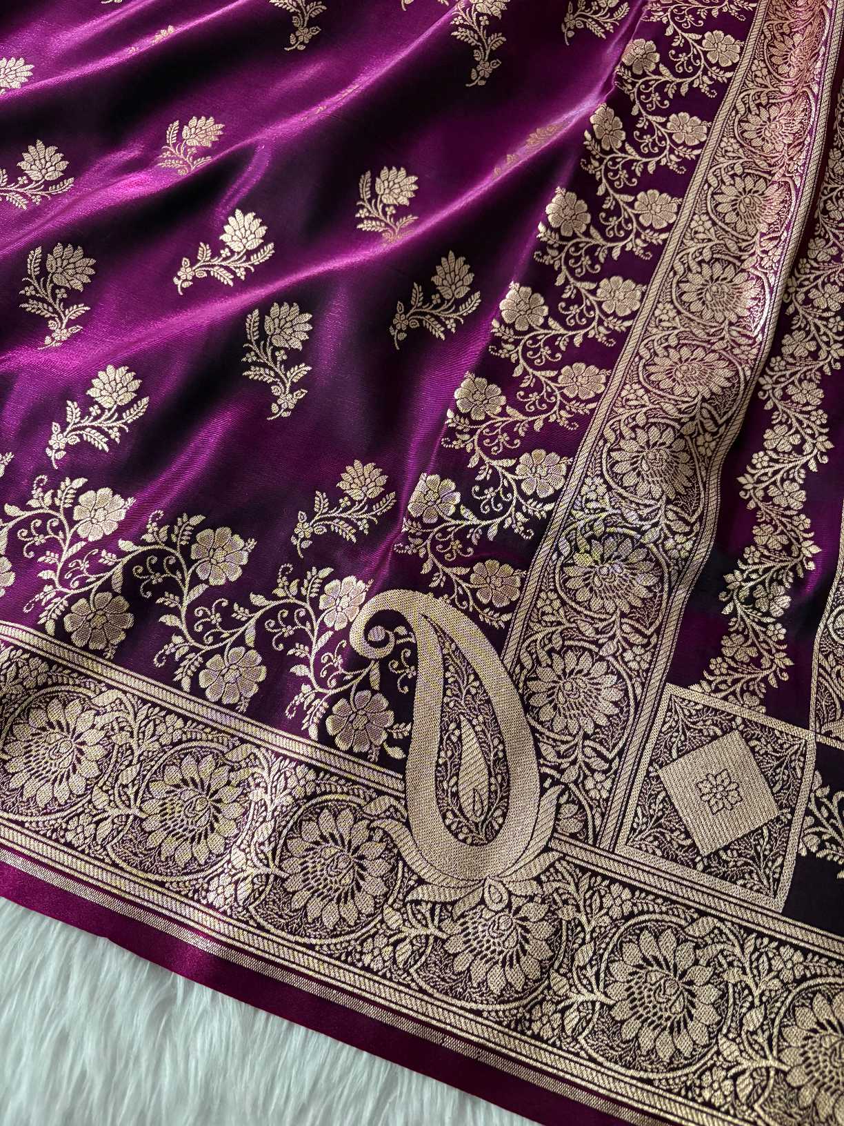 Wine Satin Silk Banarasi Fancy Saree