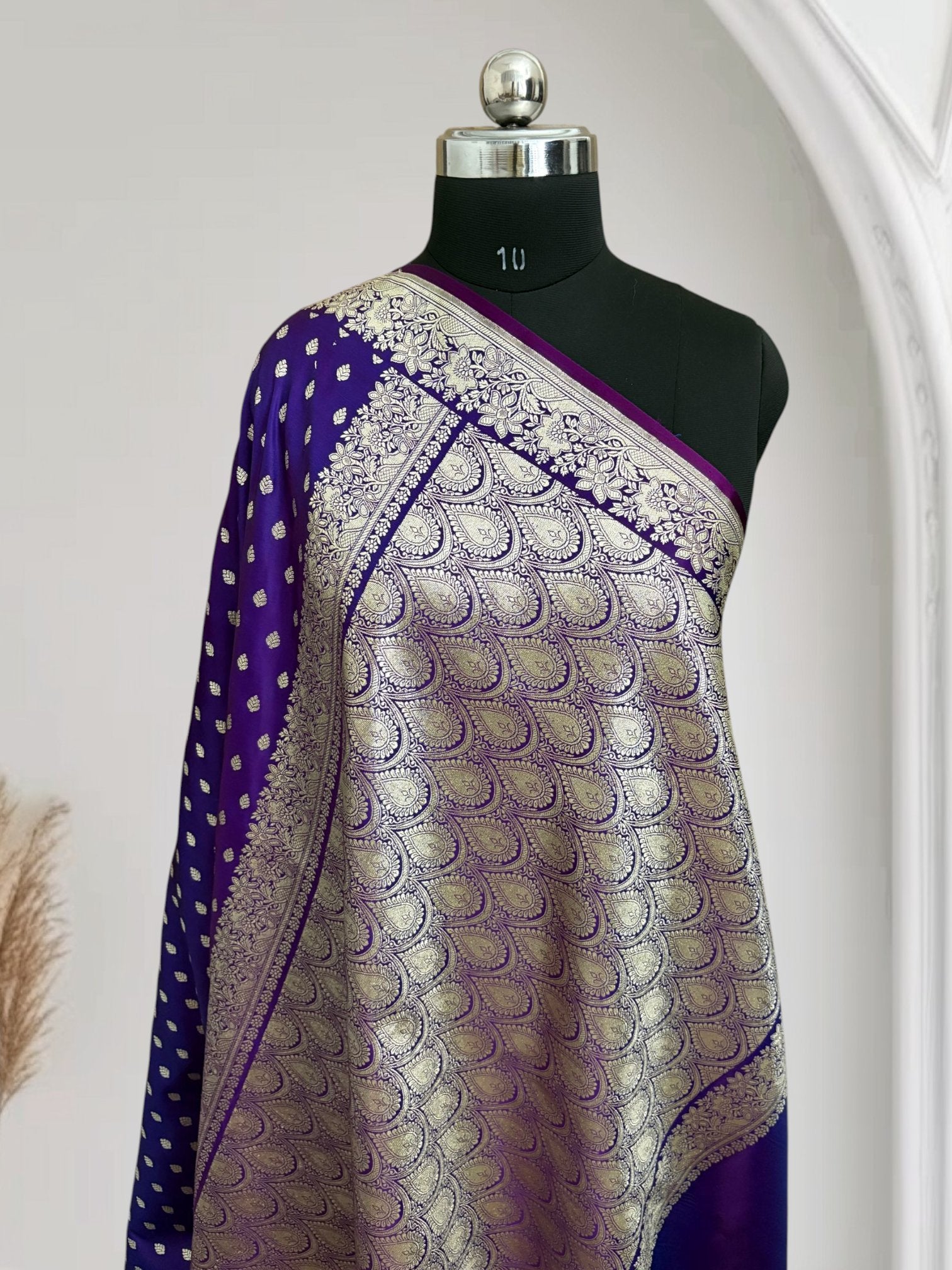 Violet Dual-Tone Banarasi Katan Silk Saree with Water Zari