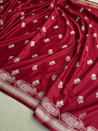 Peacock Shaded Soft Kataan Silk Banarasi Saree
