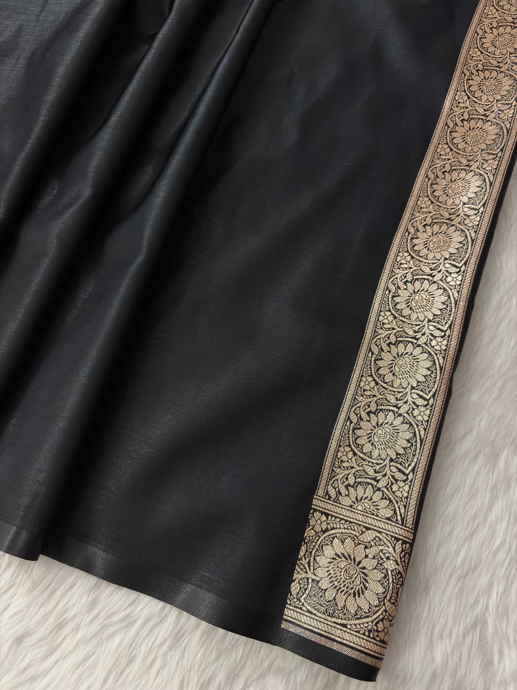 Black Beauty Satin Silk Banarasi Fancy Saree