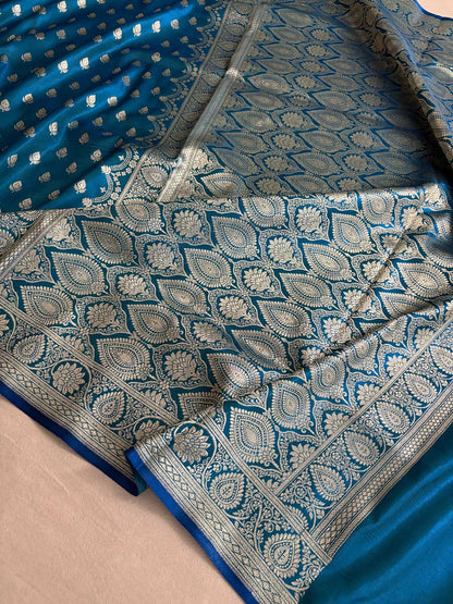 Firozi Satin Silk Banarasi Saree