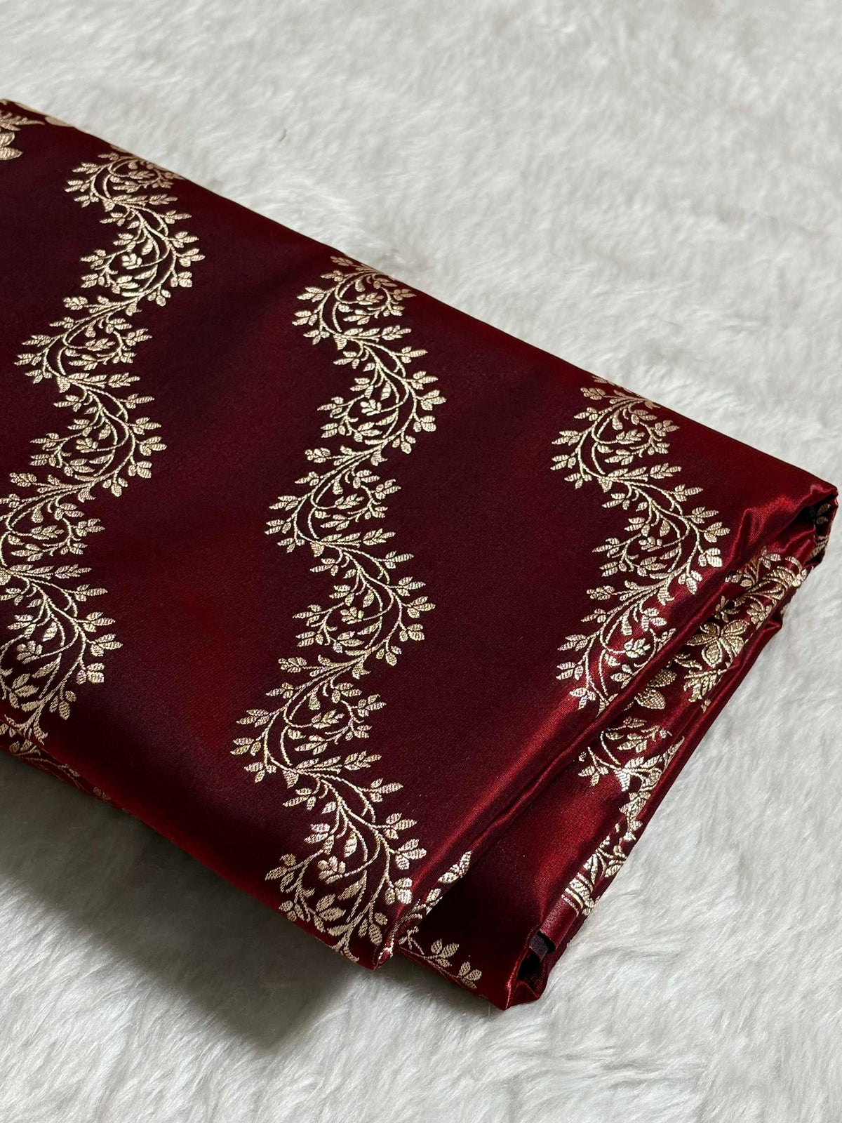 Laheriya Jaal Satin Silk Banarasi Saree Dark Maroon Shades