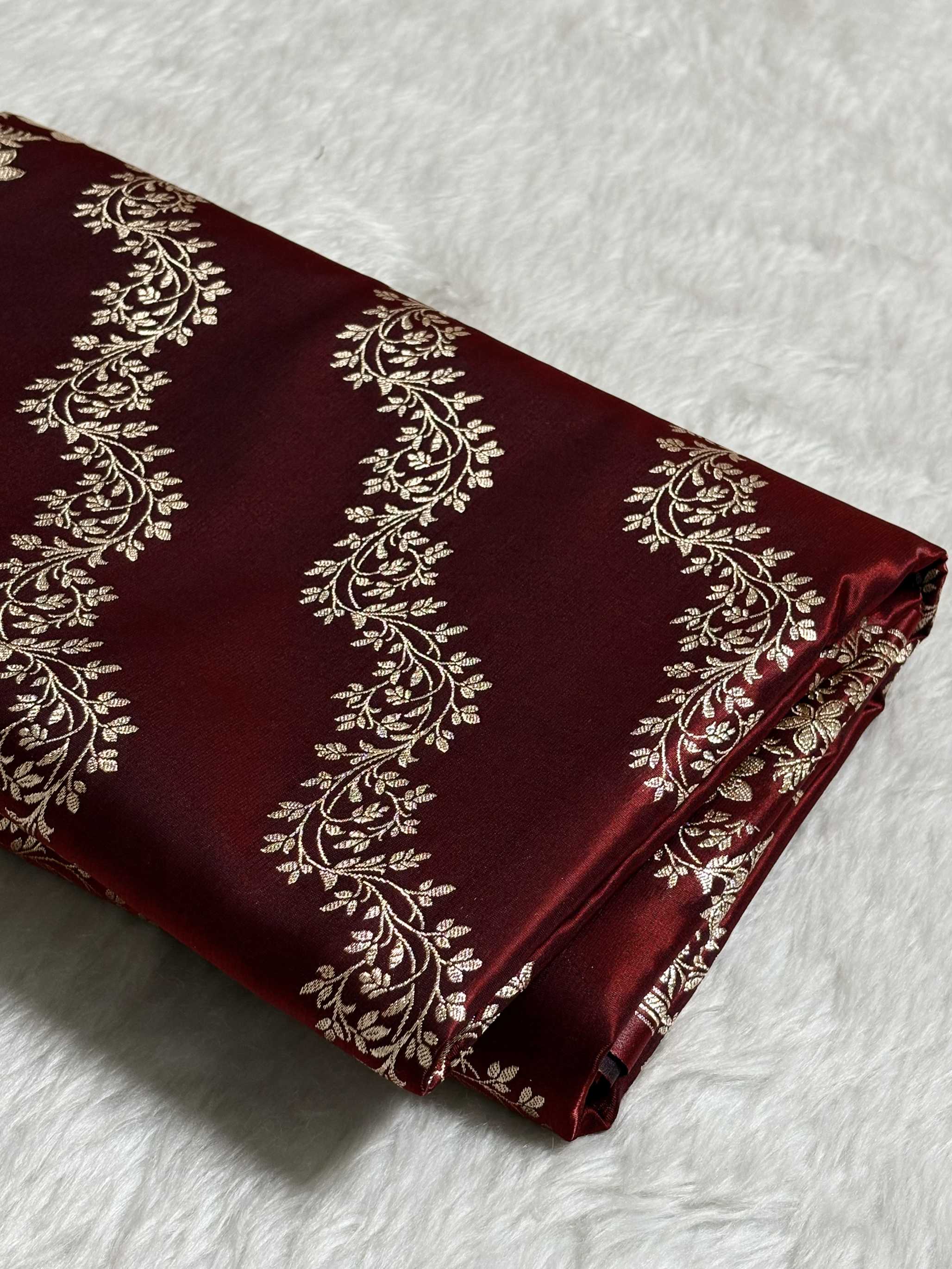 Laheriya Jaal Satin Silk Banarasi Saree Dark Maroon Shades