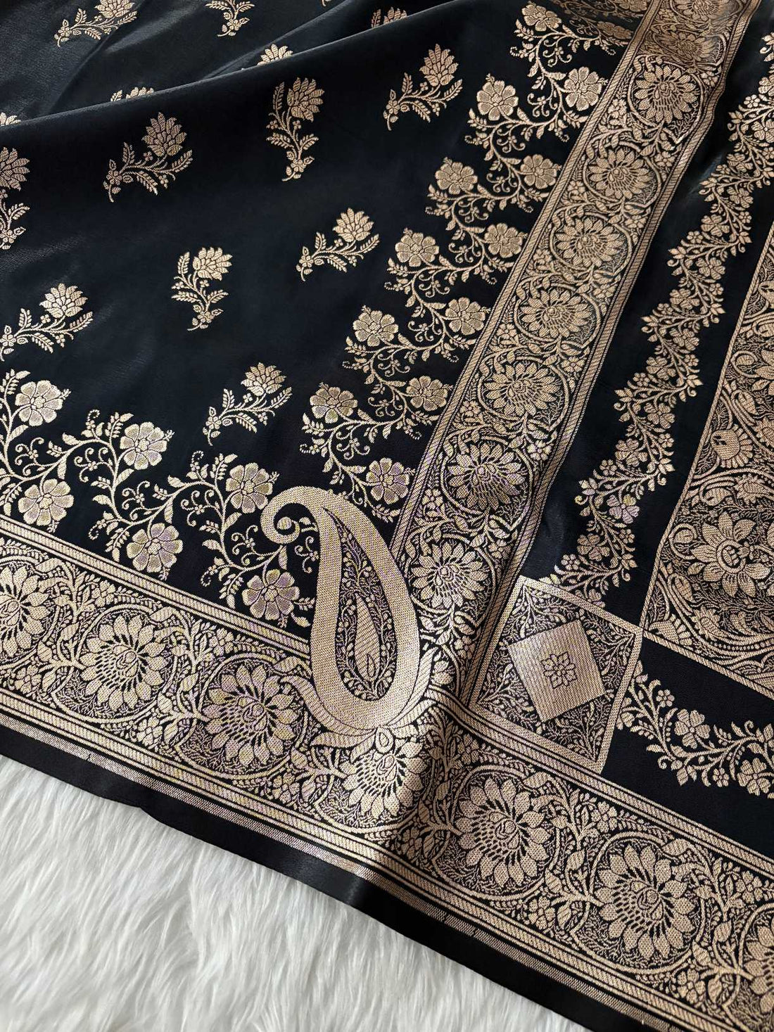 Black Beauty Satin Silk Banarasi Fancy Saree