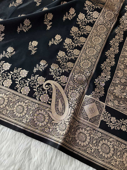 Black Beauty Satin Silk Banarasi Fancy Saree