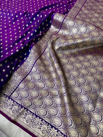Violet Dual-Tone Banarasi Katan Silk Saree with Water Zari