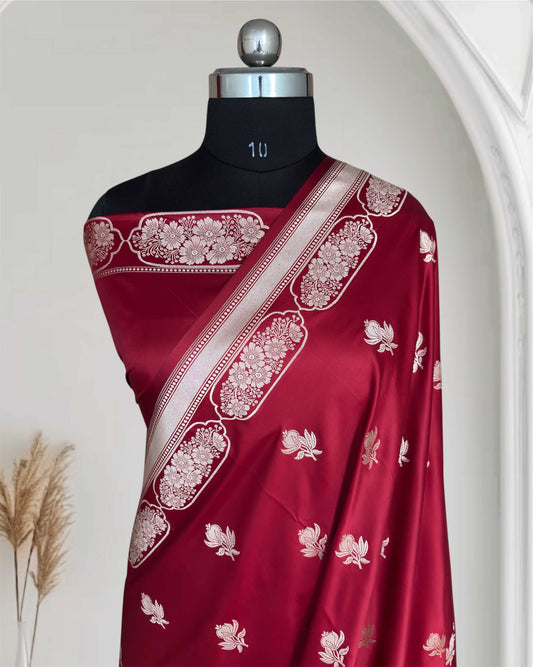 Peacock Shaded Soft Kataan Silk Banarasi Saree