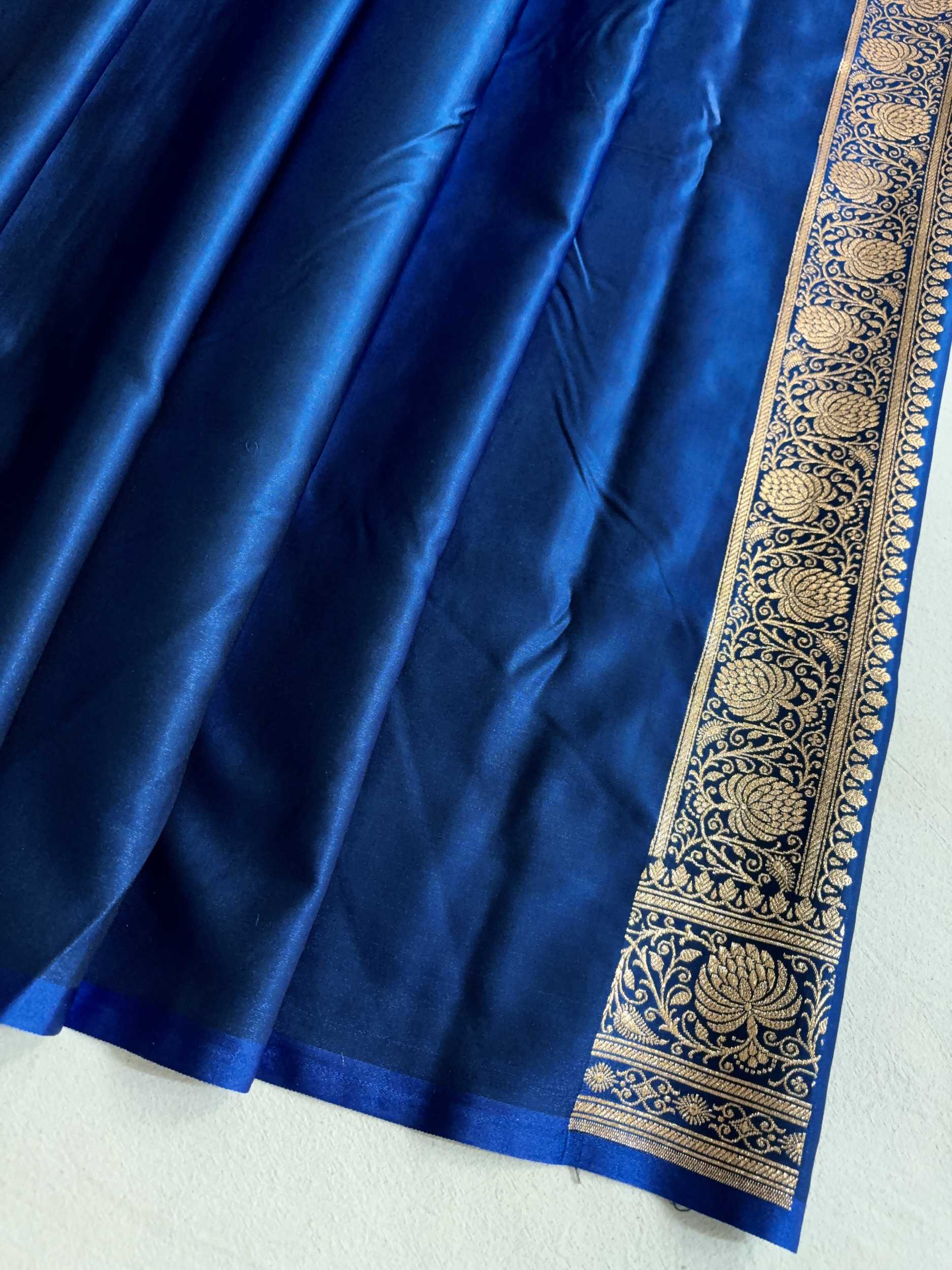 Satin Silk Saree Banarasi Jaal in Teal Blue Shades