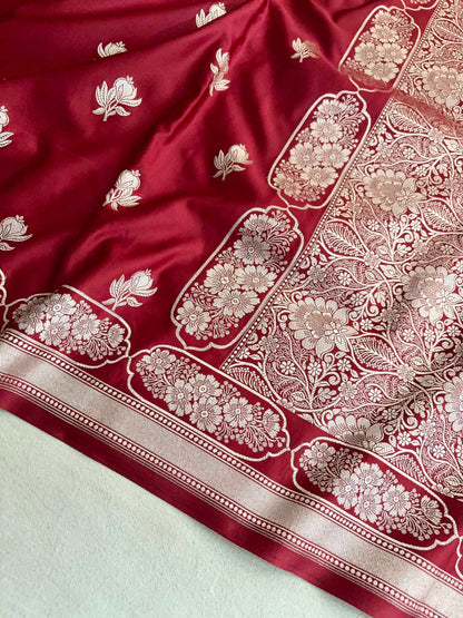 Peacock Shaded Soft Kataan Silk Banarasi Saree