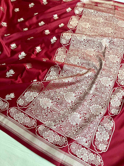 Peacock Shaded Soft Kataan Silk Banarasi Saree