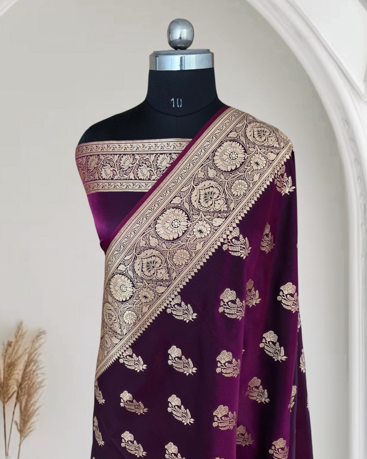 Purple shade Satin Silk Banarasi Fancy Motif Saree