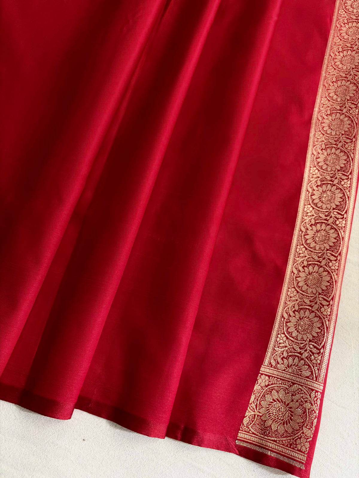 Red Satin Silk Banarasi Saree Floral Swarna Latika Jaal