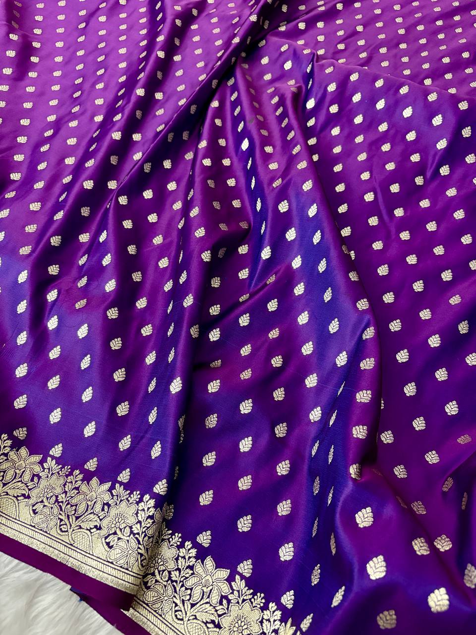 Violet Dual-Tone Banarasi Katan Silk Saree with Water Zari