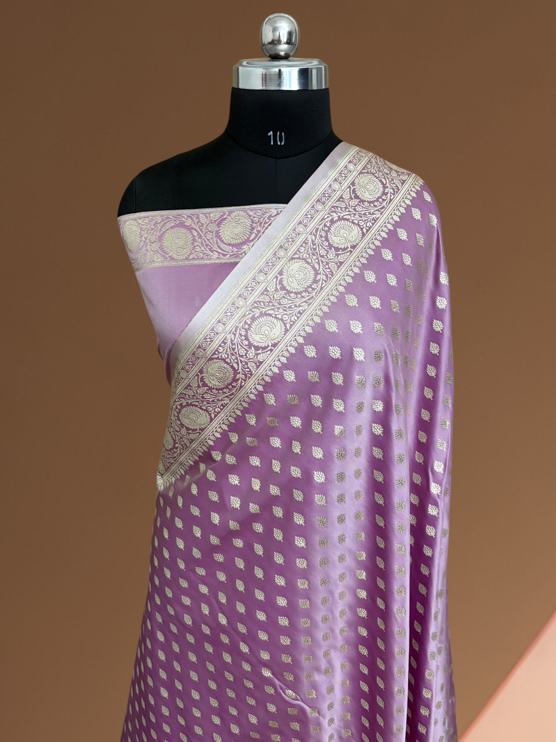 Lavender Kataan Silk Banarasi Saree