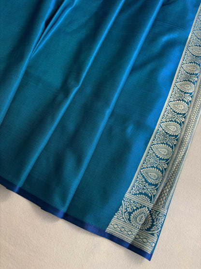 Firozi Satin Silk Banarasi Saree