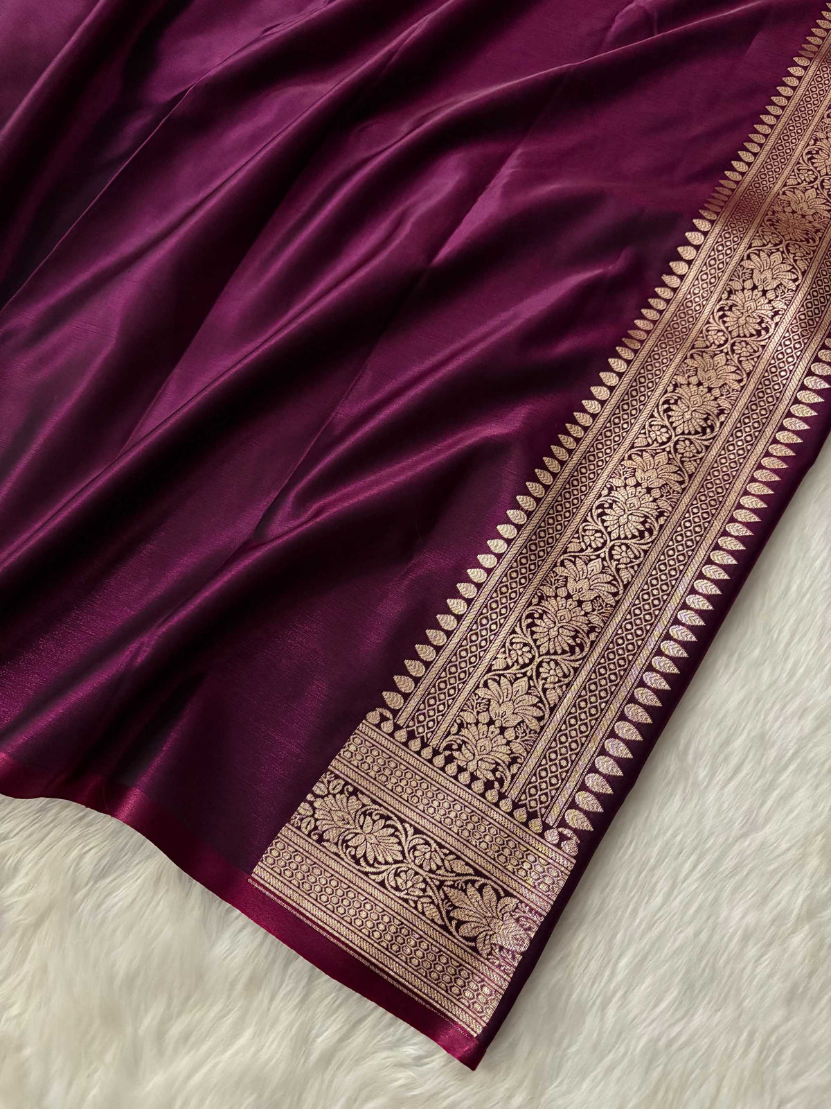 Purple Satin Silk Banarasi Motif Saree