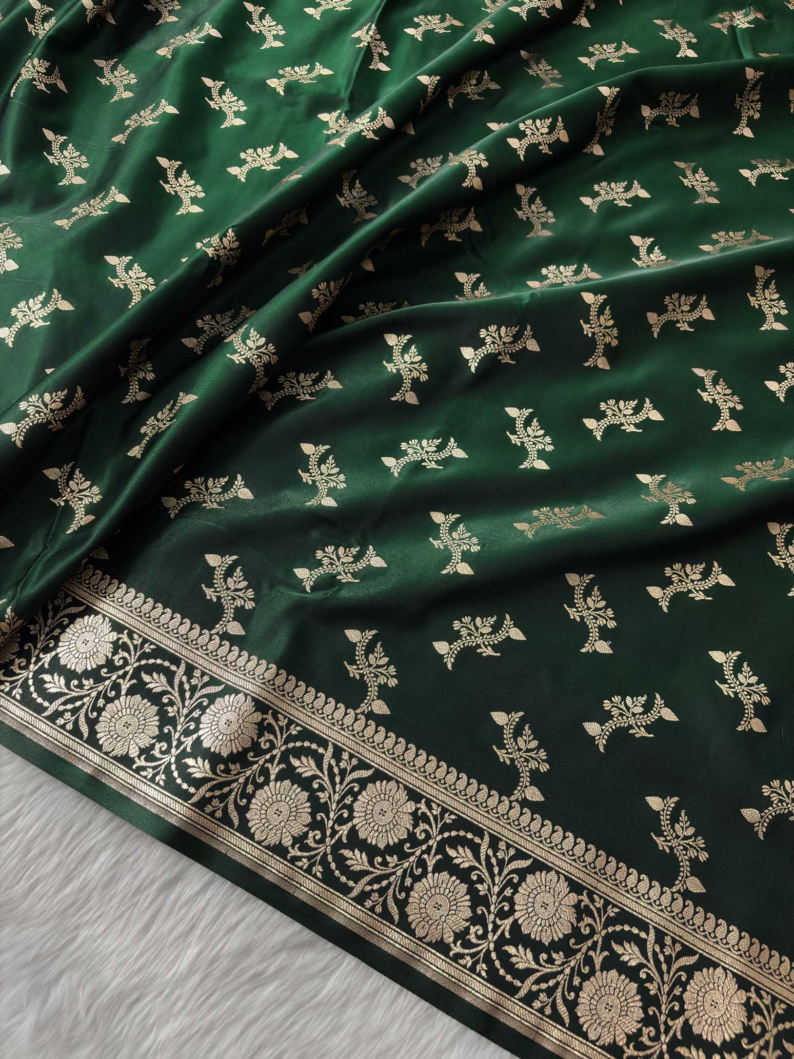 Dark Maroon Satin Silk Banarasi Fancy Motif Saree