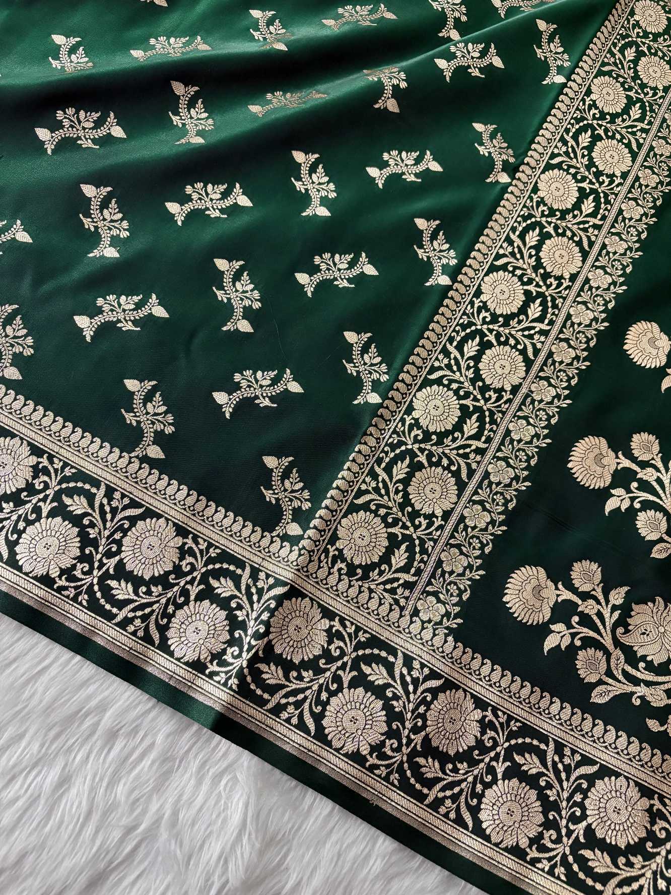 Dark Maroon Satin Silk Banarasi Fancy Motif Saree