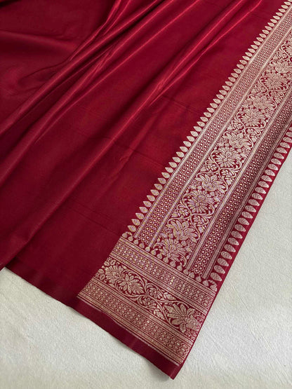 Light Firozi & Maroon Motif Satin Silk Banarasi Saree