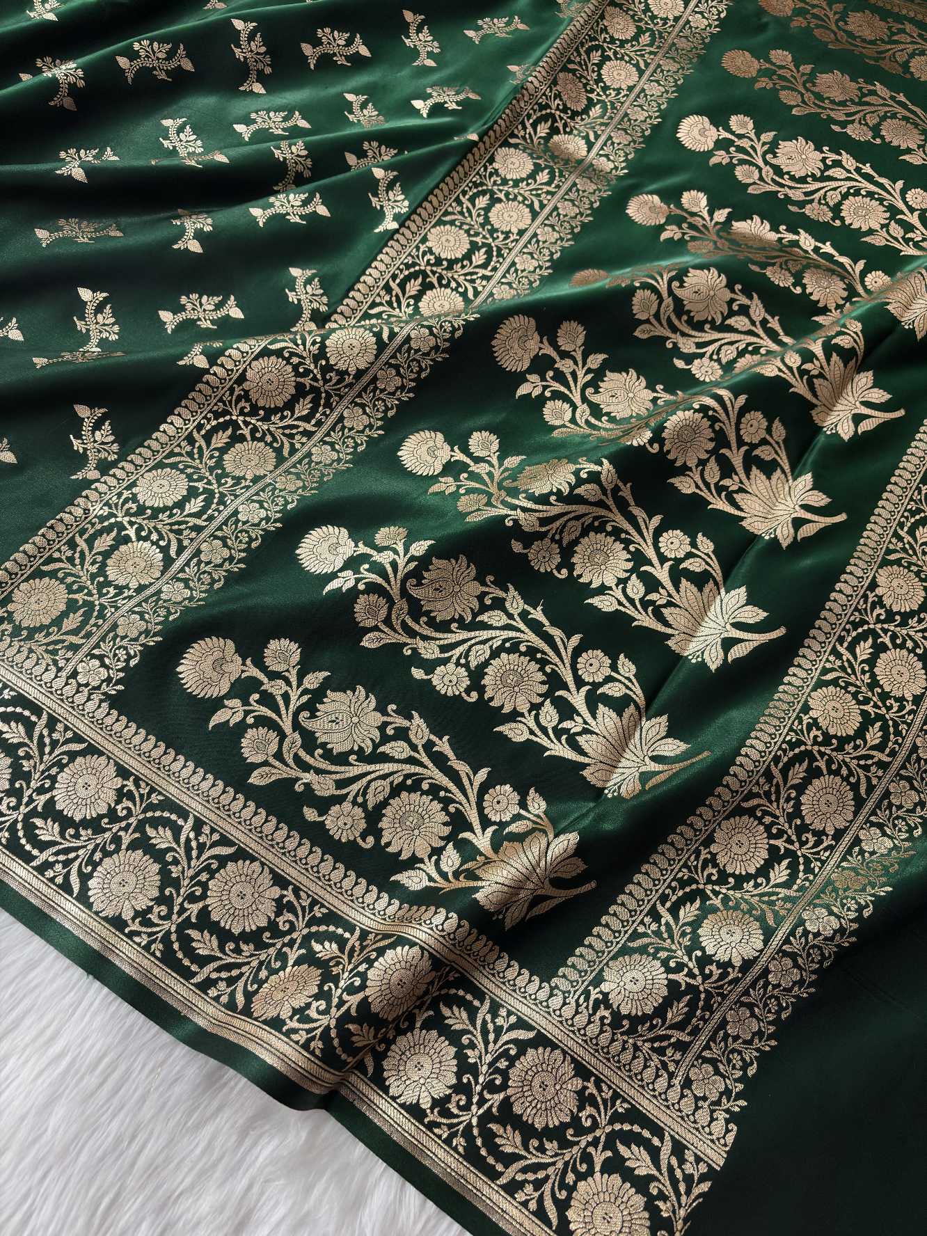 Dark Maroon Satin Silk Banarasi Fancy Motif Saree