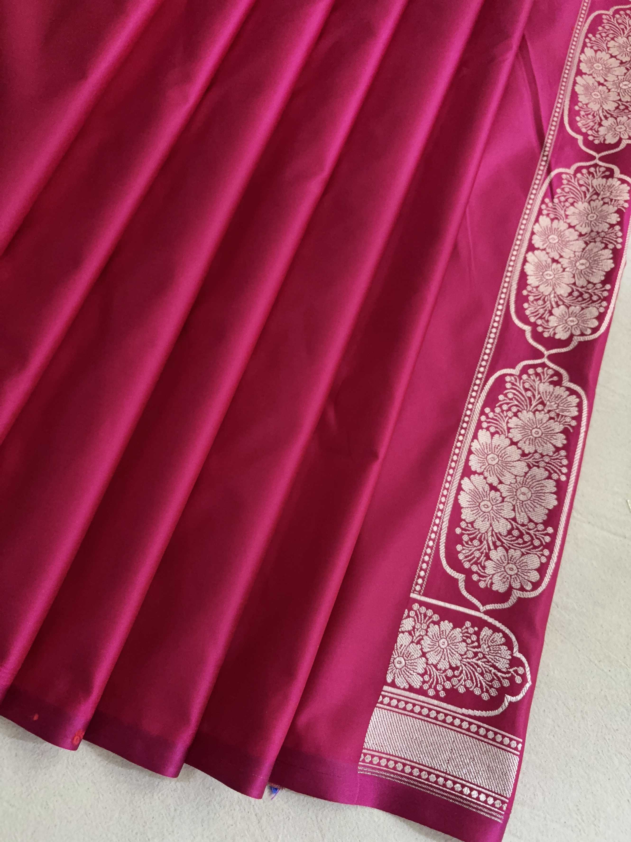 Rani Pink With Red Shaded Soft Kataan Silk Banarasi Saree