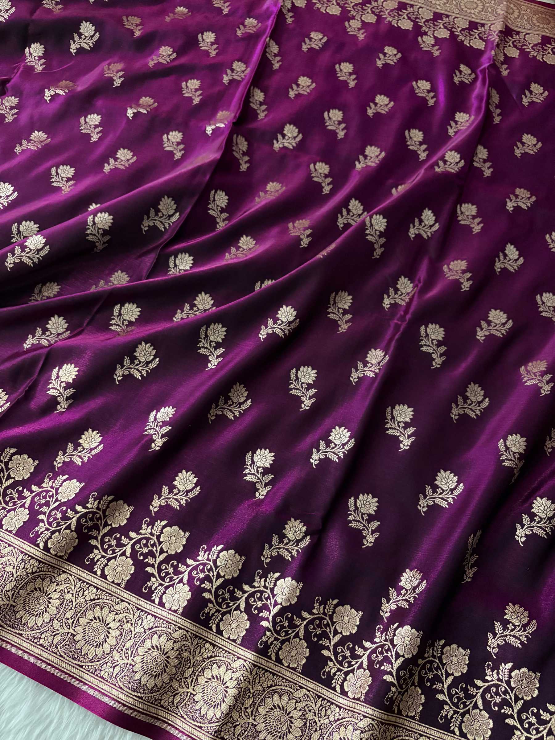 Wine Satin Silk Banarasi Fancy Saree