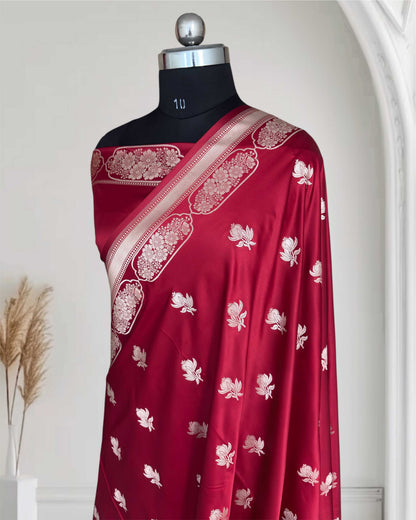 Peacock Shaded Soft Kataan Silk Banarasi Saree