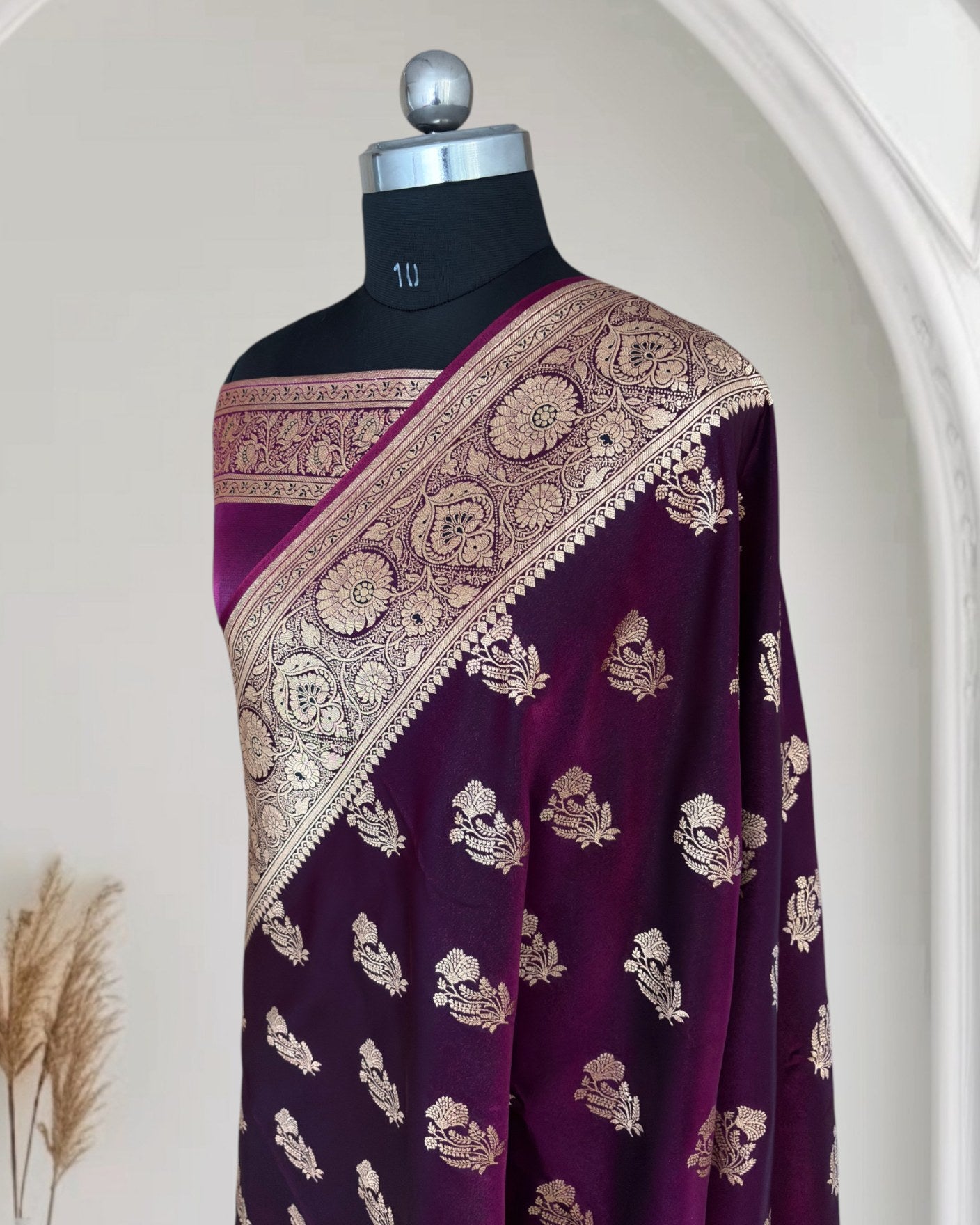 Purple shade Satin Silk Banarasi Fancy Motif Saree