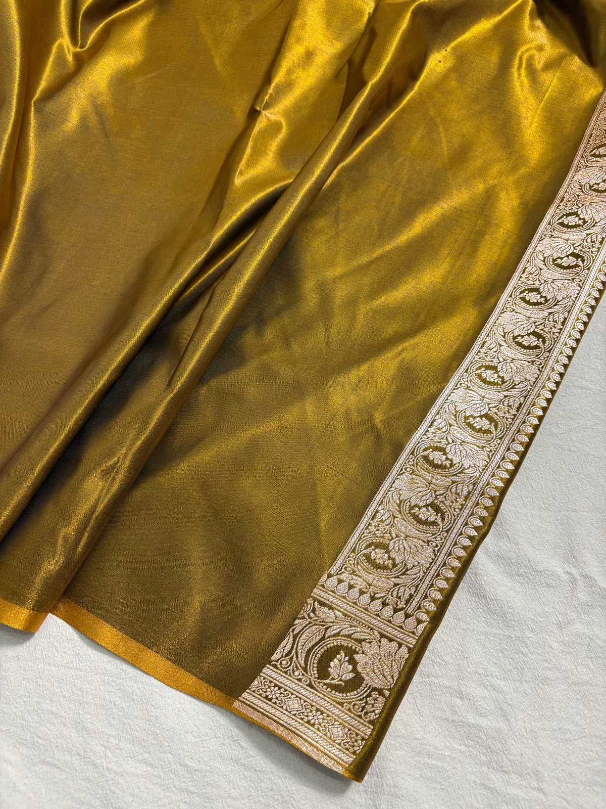 Mehdi Green Satin Silk Motif Banarasi Saree