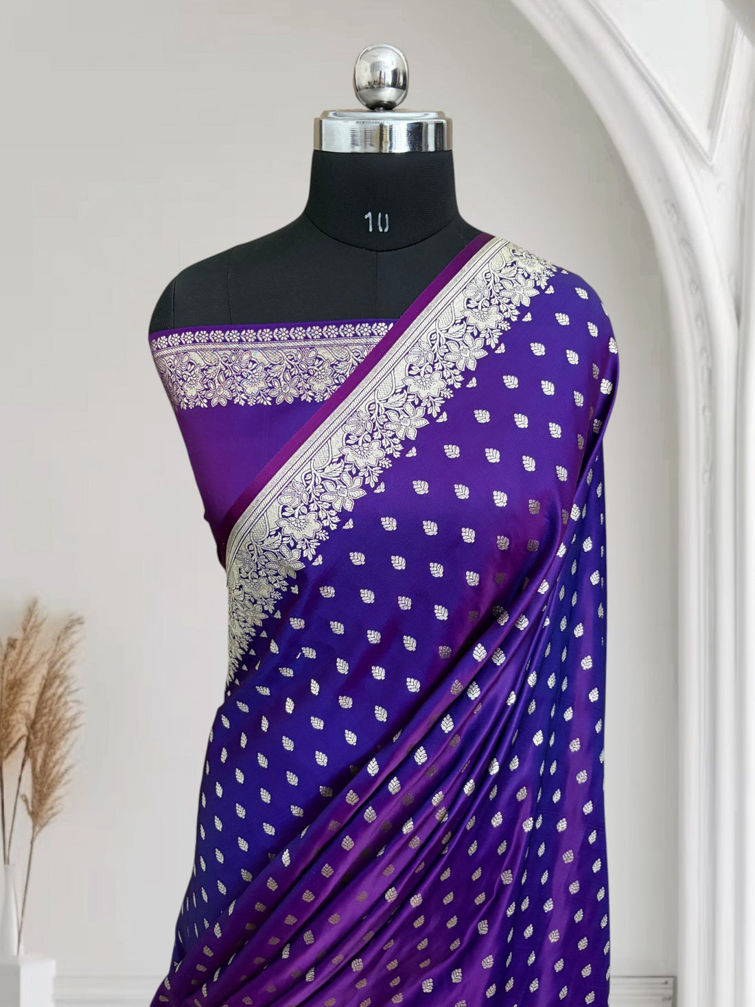 Violet Dual-Tone Banarasi Katan Silk Saree with Water Zari