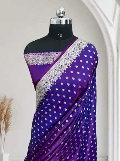 Violet Dual-Tone Banarasi Katan Silk Saree with Water Zari