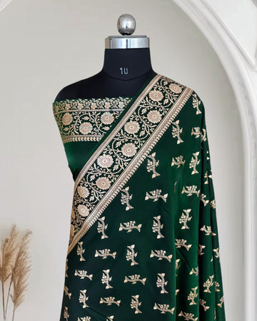 Dark Maroon Satin Silk Banarasi Fancy Motif Saree