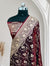 Dark Maroon Satin Silk Banarasi Saree with Jaal Pattern