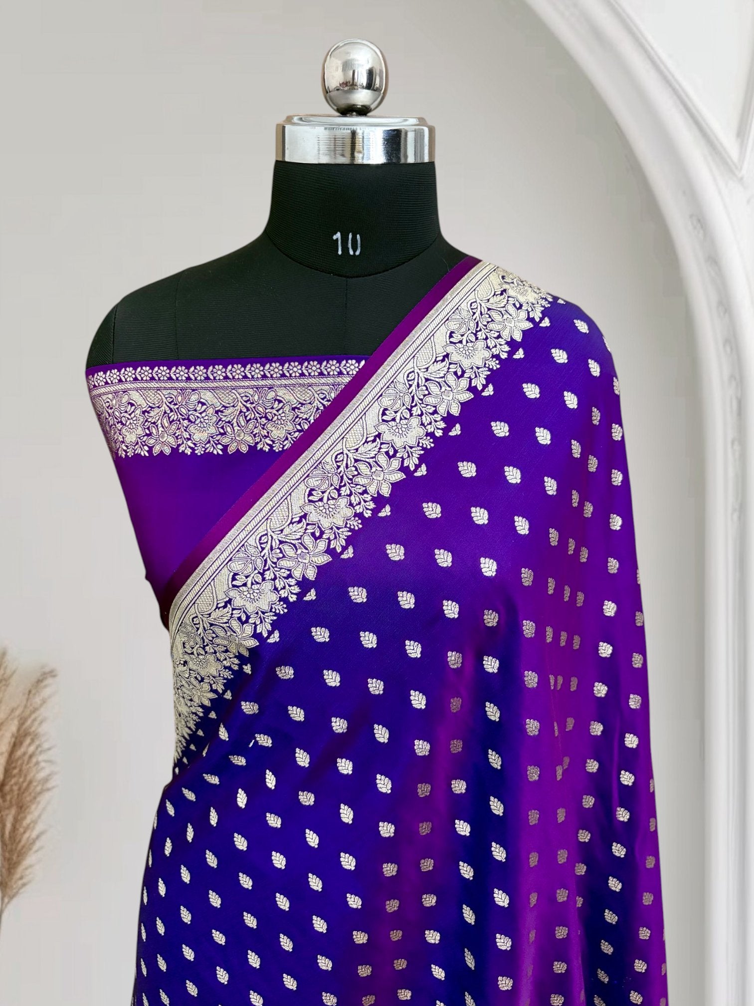 Violet Dual-Tone Banarasi Katan Silk Saree with Water Zari