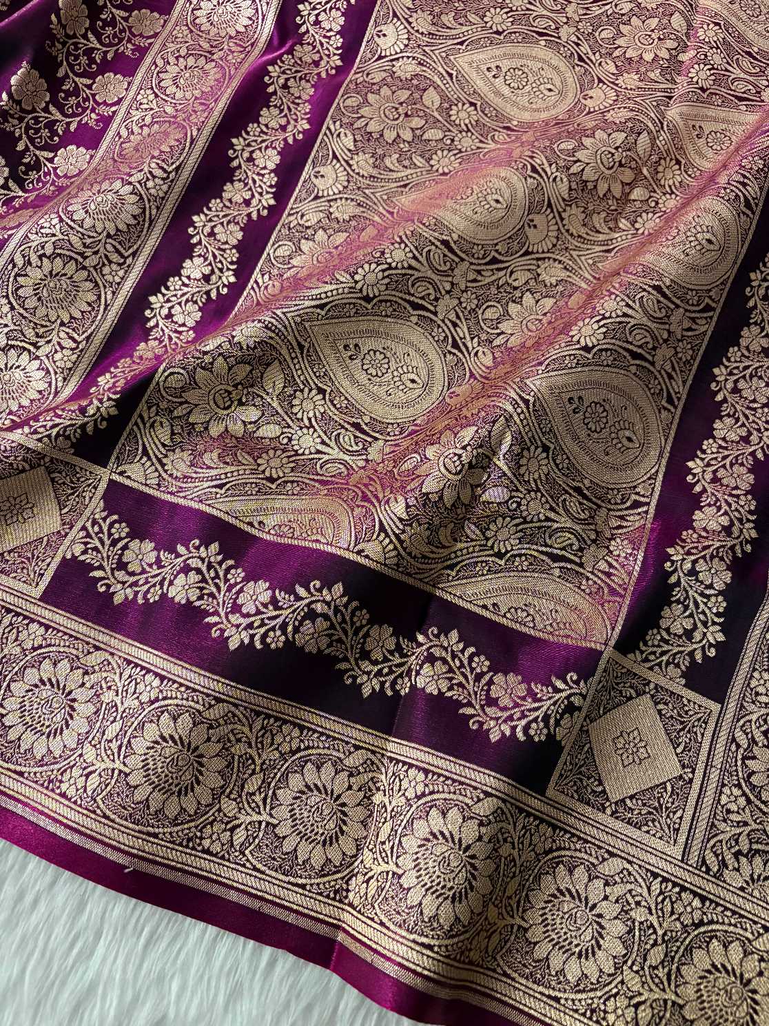 Wine Satin Silk Banarasi Fancy Saree
