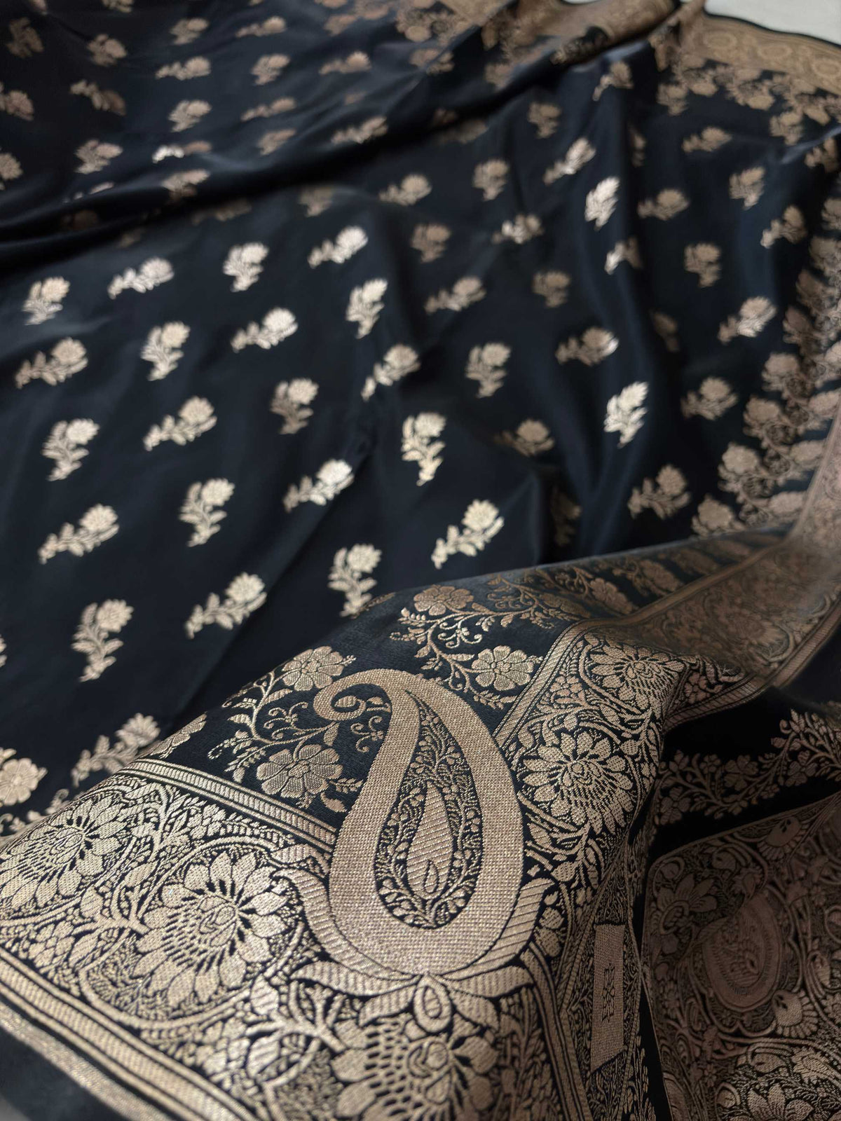 Black Beauty Satin Silk Banarasi Fancy Saree