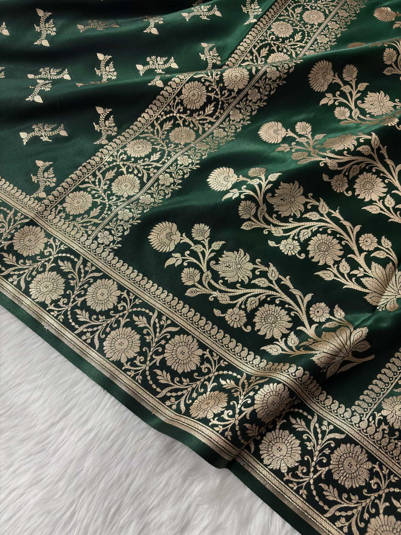 Dark Maroon Satin Silk Banarasi Fancy Motif Saree