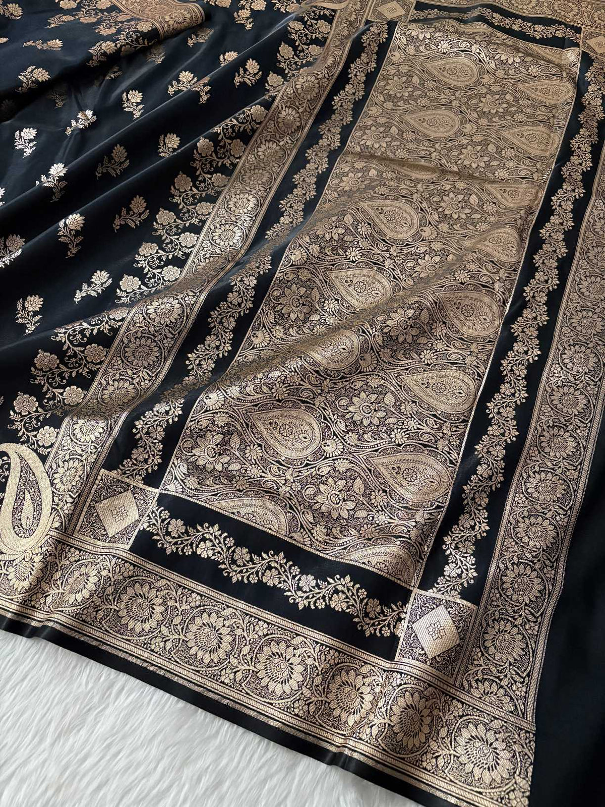 Black Beauty Satin Silk Banarasi Fancy Saree
