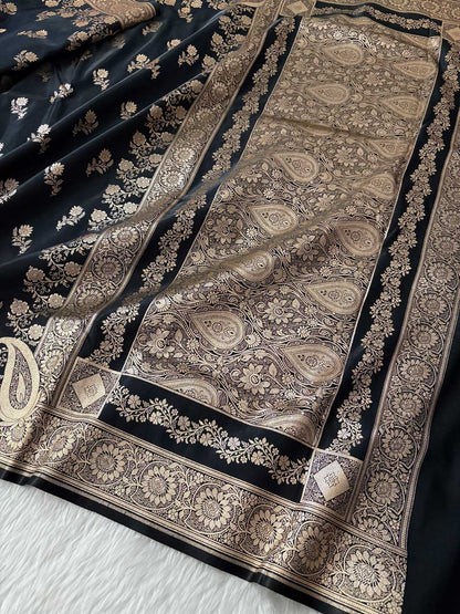 Black Beauty Satin Silk Banarasi Fancy Saree