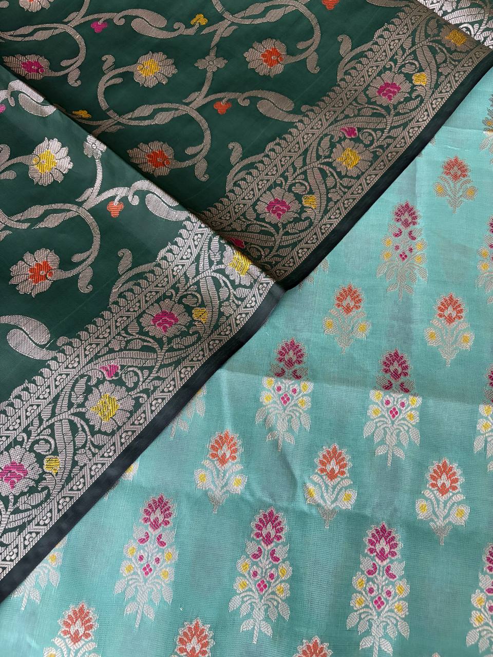 BottleGreen and SheGreen Satin Silk Banarasi Suit